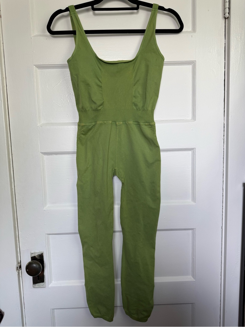 FP Movement by Free People Good Karma Green Ribbed Tank Jumpsuit Clean Girl  M/L